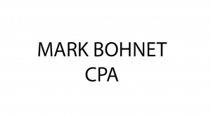 A logo of bohnet mark cpa in black and white