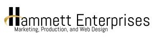 A logo of hammett enterprises in black and gold