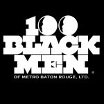 A logo of 100 black men in black and white