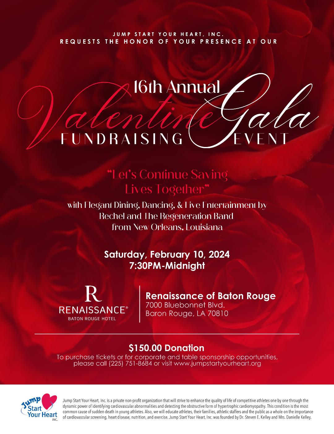 A flyer for the valentine gala fundraising event.