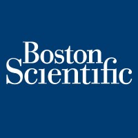 Boston Scientific logo on blue background.